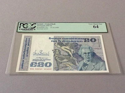 Ireland 20 Pounds P-73c 1989  PCGS 64 - Image 1 of 4