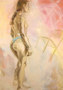 Pintura al óleo grande europea desnuda - Imagen 1 de 12