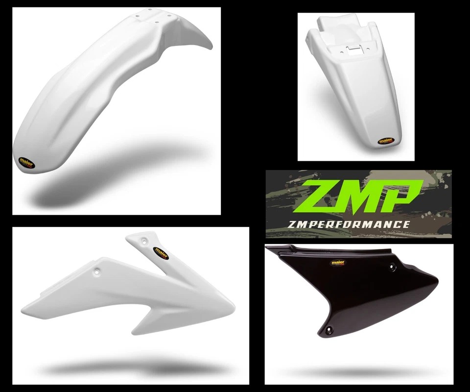 NEW HONDA 08 - 14 CRF150F WHITE FRONT AND REAR FENDERS SCOOPS BLACK SIDE PANELS - Image 1 of 1