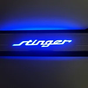 LED Door Scuff Metal Plate 4p for 2017-2018-2019-2020-2021-2022-2023 Kia Stinger - Picture 1 of 17