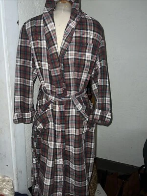 Bata de baño a cuadros Brooks Brothers 346 rojo azul Madrás para hombre defecto medio Foto 1 de 4