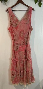 Belene Woman Pink & Beige Plus Size Maxi Dress With Lace Trim 26W 100% Polyester - Picture 1 of 13