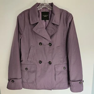 Talbots Pea Trenchcoat zweireihig Gr.M lila Knopf gefüttert adrette Taschen - Bild 1 von 8