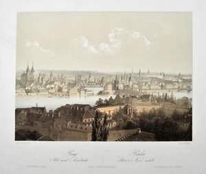 Prag Praha Original Lithografie A. Haun Altstadt und Neustadt Tschechien Kraj - Picture 1 of 4