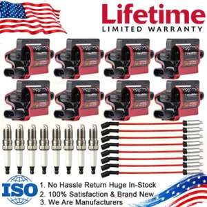 8 Pack Square Ignition Coil & Spark Plug+Wire For Chevy GMC LS3 4.8/5.3/6.0/8.1L - Picture 1 of 16