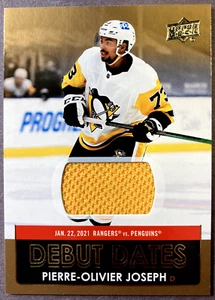 Fechas de debut en cubierta superior 2021-22 #DD-10 Pierre-Olivier Joseph Pittsburgh Penguins - Imagen 1 de 2