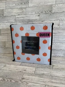 Neu Cynthia Rowley süße Herbst Kürbisse 4 Stück Queen Bettwäsche Set 100% Mikrofaser - Bild 1 von 3