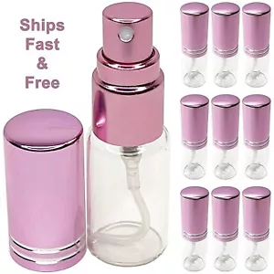 5ml 0.17oz perfume glass spray bottles pink line cap atomizer refillable - Picture 1 of 5