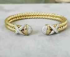 1 Ct Round Cut Lab Created Diamond Round Cuff Bracelets 14k Yellow Gold Plated