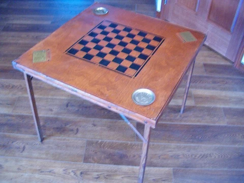 Antique National Products Milwaukee Chess Checkers Wood Card/Game Folding Table Cover
