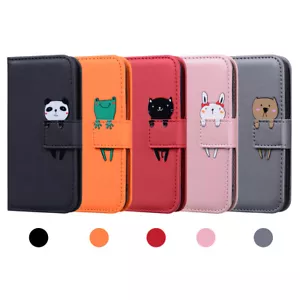 For iPhone 16 Pro Max 15/14/13/12 Leather Cartoon Animals Stand Case Flip Wallet - Picture 1 of 18