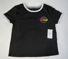 VOLCOM fille noir blanc grand 10/12 T-shirt manches courtes équipage HEY SLIMS neuf