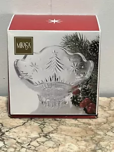 Mikasa 6" Crystal Bowl Christmas Night Trees Snowflakes Footed Nut Candy Dish - Picture 1 of 6