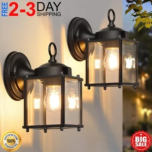 2 Pack Outdoor Porch Wall Lantern, Exterior Waterproof Wall Sconce Light Fixture - Picture 1 of 10