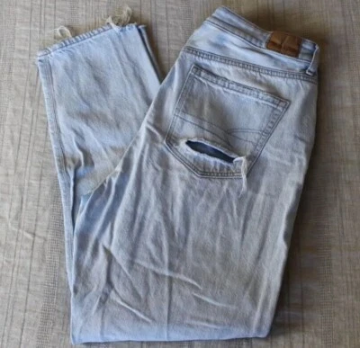 American Eagle Mom Jeans Women's Size 4 Regular Light Wash Distressed High Rise - Image 1 of 4