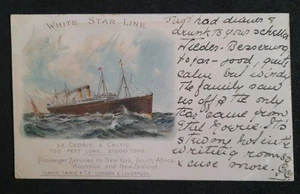 1904 White Star Line SS Cedric & Celtic Original Advertising Postcard - Imagen 1 de 3