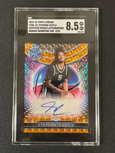 Stephon Castle 2024-25 Topps Chrome Rookie Auto Orange Geometric 3/25 SGC 8.5 - Picture 1 of 2