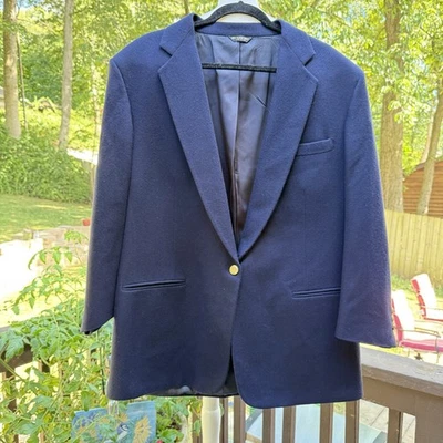 Chaqueta Blazer PBM Mujer Para Nordstroms Azul Marino Talla 16 100% Lana Cresta Dorada Foto 1 de 4