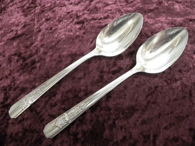 CELEBRITY / WILD ROSE 2 Serving Spoons Wm A Rogers A1 Oneida Ltd NICE NO MONOS - Image 1 of 3