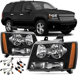 For 2007-2014 Chevy Tahoe Suburban Black Housing Headlights with Harness & Bulbs - Bild 1 von 7