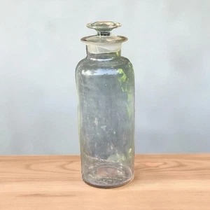 Antique Hand Blown Apothecary Jar & Stopper Pontil Mark 12” Tall 4 1/4” Wide - Picture 1 of 12