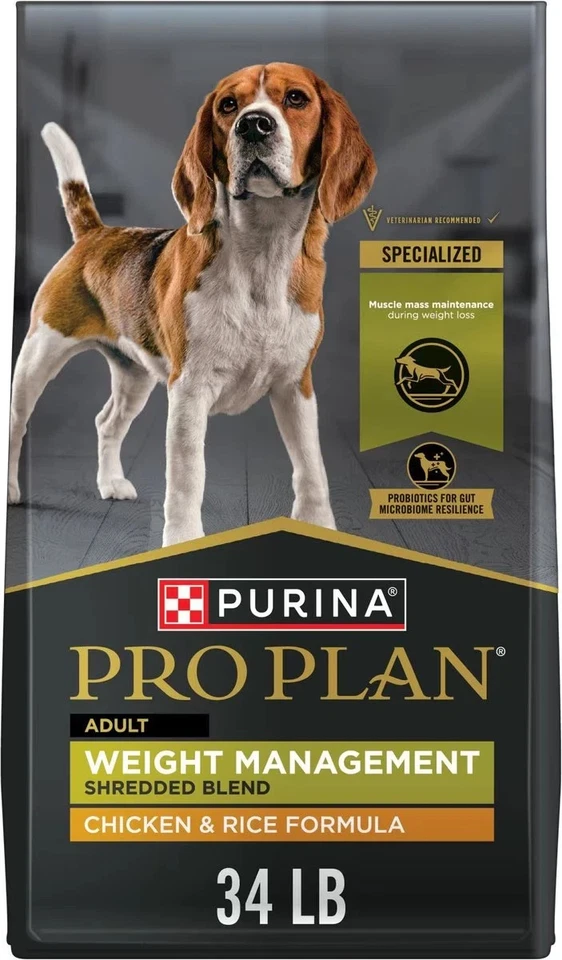 Comida para perros Purina Pro Plan control de peso, mezcla rallada pollo y arroz, 34 lb Foto 1 de 4