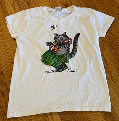 Crazy Shirts B. Kliban Hawaii Hula Cat Shirt Size XS White - Image 1 of 4