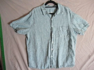 Tasso Elba Shirt Mens XL Teal Blue Linen Button Up Lightweight Beach Camp - Image 1 of 4