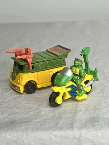 TMNT 1994 Mini Mutants Party Wagon & Newscycle Playmates Raphael Teenage Mutant - Bild 1 von 6