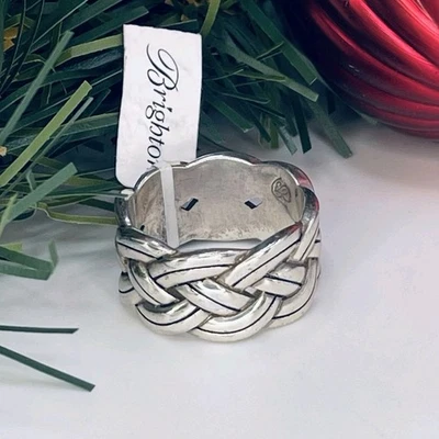 Anillo nudo trenzado Brighton Interlok nuevo con etiquetas talla 9 tono plata banda ancha Foto 1 de 4