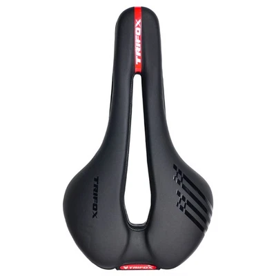 Assento de bicicleta de estrada MTB selim couro pu NOVO preto - Imagem 1 de 4