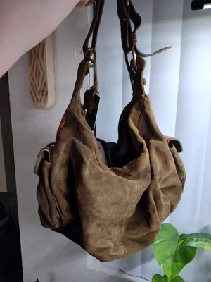 Bolso de mano Hobo de cuero italiano Nardelli con lados de pelo de pony Foto 1 de 4