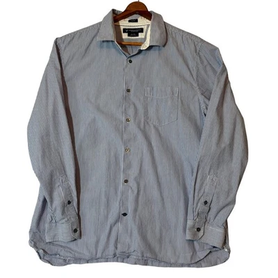 American Eagle Outfitters Shirt Men's Size XXL Blue White Striped Button Up - Image 1 of 4