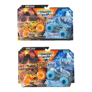 Monster Jam Fire & Ice 1:64 2-Pack Diecast Trucks Bundle Earth Shaker Son Uva - Picture 1 of 6