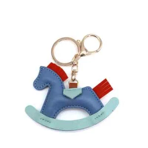 Women Leather Charms Bag Pendant KeyChain Cartoon Pony Rocking Horses Keyring Cu - Picture 1 of 29