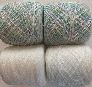 Lace yarn Crystal Colors 01-001, Acrylic/Rayon. 900 yards per ball. 1 lot of 4. - Picture 1 of 3