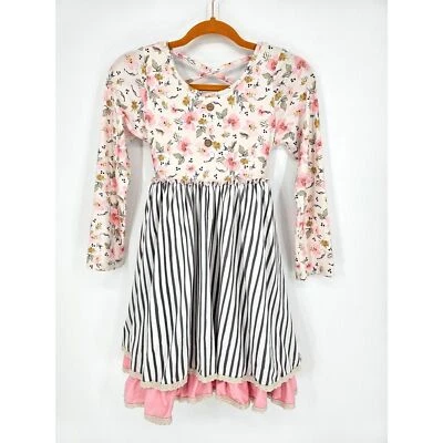 Cheeky Plum Girl's Long Sleeve Floral Tiered Dress Size 12Y  - Image 1 of 4