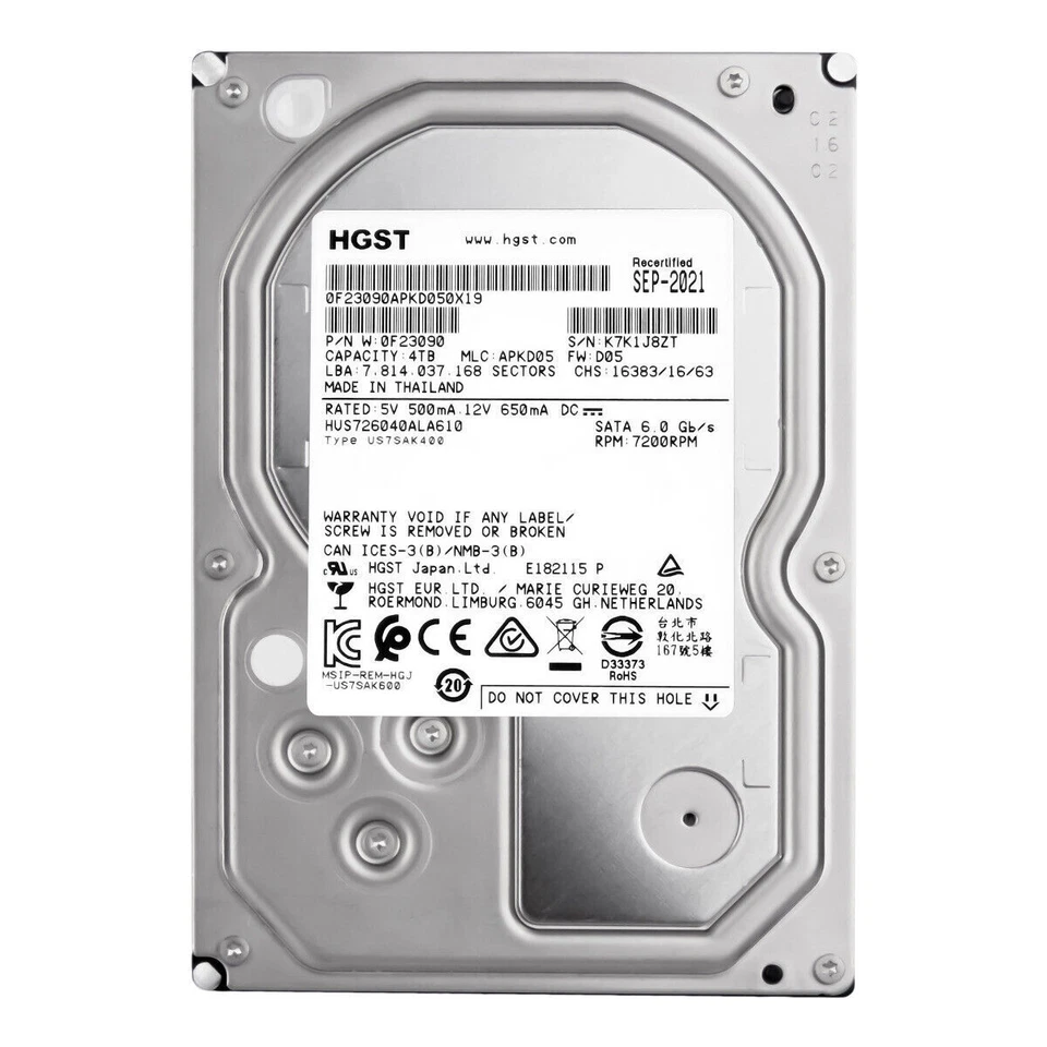 HGST Ultrastar 7K6000 4TB, Interne Festplatte, 3,5 Zoll (HUS726040ALA610) HDD