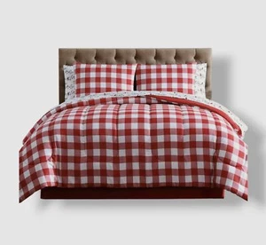 Hallmart Collectibles Red Plaid Holiday Cardinal 8-Piece Full Size Comforter Set - Picture 1 of 5
