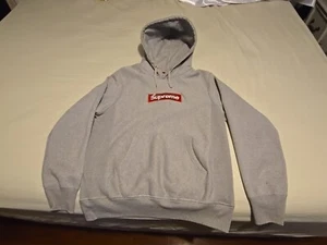 supreme box logo hoodie grey sweatshirt M RN101837 - Picture 1 of 6