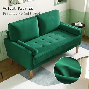 121 cm Samt Kleines Sofa Loveseat Gepolsterte Couch für Räume 2-Sitzer Couches - Bild 1 von 35