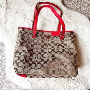Bolso de Hombro Coach 12cm Firma Cremallera Superior Carrera Oficina Plateado/Caqui/Cardenal - Imagen 1 de 12