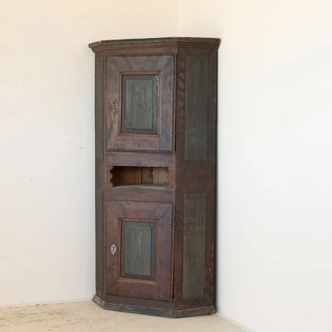 Antique Original Painted Corner Cabinet Cupboard, Sweden Cover