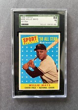 958 Topps #486 Willie Mays SGC 84 Near Mint 7 Sharp Card