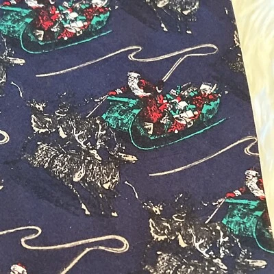 FERRELL REED SANTA CLAUS Azul Marino SEDA NAVIDAD CORBATA CUELLO Foto 1 de 4