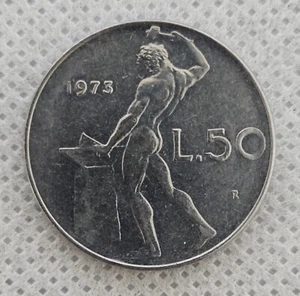 ITALIAN COIN,  50 LIRA 1973 Excellent Condition. FREE SHIPPING - Picture 1 of 5