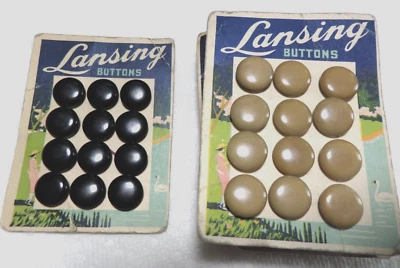 83 Antique Small Lansing Vegetable Ivory Buttons 7 Original Cards 1/2" Beige - Image 1 of 3