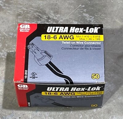 Qty.50 GARDNER BENDER ULTRA HEX-LOK WIRE CONNECTOR TWIST CONICAL NUTS 10-2H2 New - Image 1 of 4