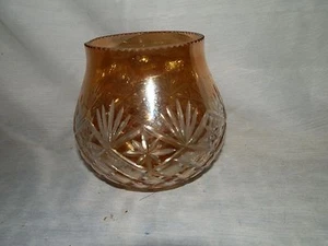 De colección, flash, melocotón, ventilador y estrella, vidrio cortado a transparente, borde de diente de sierra, jarrón - Imagen 1 de 5