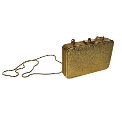 Henri Bendel The Party Starter Gold Clutch Shoulder Box Purse Removable Strap - Image 1 of 4